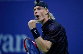 Canada's Denis Shapovalov reacts after winning a point against France's Jo-Wilfried Tsonga during their 2017 US Open Men's Singles match at the USTA Billie Jean King National Tennis Center in New York on August 30, 2017. / AFP PHOTO / EDUARDO MUNOZ ALVAREZ        (Photo credit should read EDUARDO MUNOZ ALVAREZ/AFP/Getty Images)